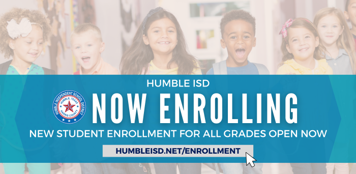 New Student Enrollment in #HumbleISD for the 2024-2025 school year is NOW OPEN for all grades. Visit humbleisd.net/enrollment for more information. Annual Update for returning students will open in July. Visit humbleisd.net/annualupdate for more information.