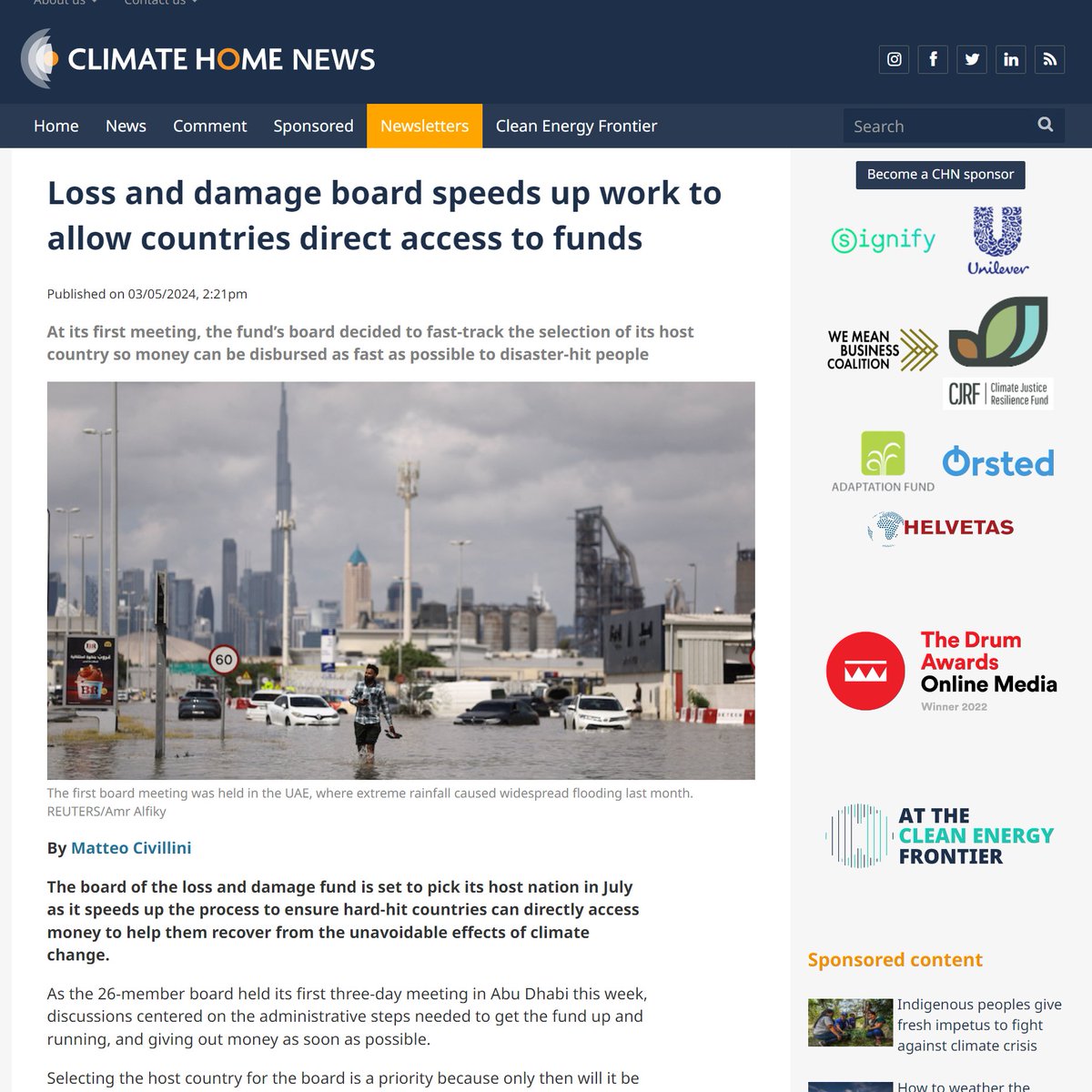 1/3.📰Excellent <a href="/ClimateHome/">Climate Home News</a> article 👏 from <a href="/m_civillini/">Matteo Civillini</a> debriefing on the first meeting of the Board of the #LossAndDamage Fund and what needs to happen now to get #LossAndDamage finance to frontlines of the #ClimateCrisis.

🔗Read it here: climatechangenews.com/2024/05/03/los…
