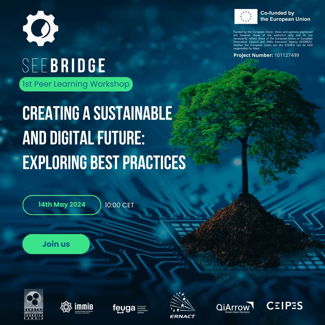 🌟REGISTER now for the @SeeBridge_ online Peer Learning! Intermediary organizations reps from 🇹🇷, 🇮🇪, & 🇸🇮 will share best practices for a #sustainable & #digital future. @Entirl will highlight #green supports for Irish companies. 🔗REGISTER here docs.google.com/forms/d/e/1FAI…