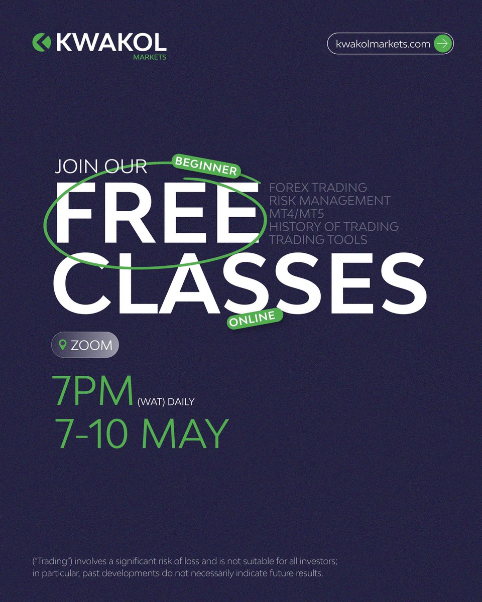 Are you ready to learn how to trade like a pro?

Kwakol Markets is offering free beginner classes on Forex trading and more. Don’t miss this opportunity to unlock the world of trading.

Register now at kwakolmarkets.com or bit.ly/2024KwakolAcad…

Hurry now!