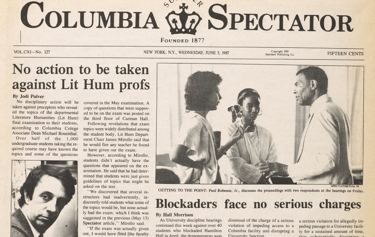June 3 1987 @ColumbiaSpec: “Blockaders Face No Serious Charges.” We are doing research on Columbia University’s history of sanctions for student protests. Creating a web archive here: cccct.law.columbia.edu/content/columb… If you have other docs on sanctions, please contact us @ColumbiaCCCT