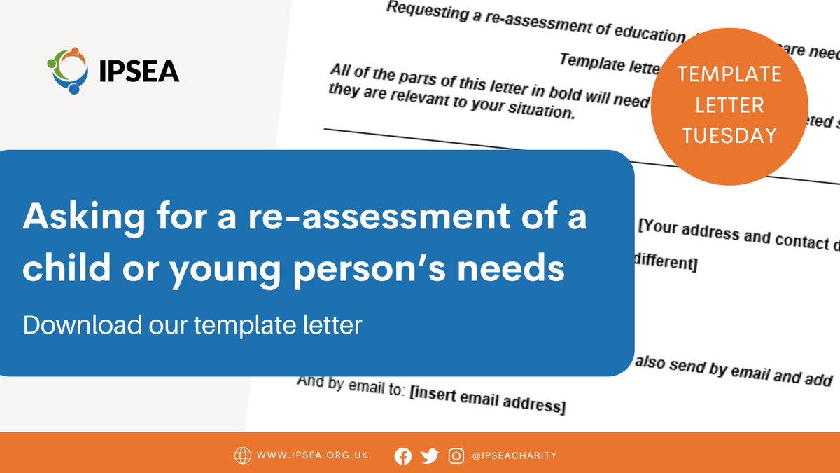 📄TEMPLATE LETTER TUESDAY: Requesting a re-assessment of education, health and care needs When should you ask for a re-assessment of a child/young person’s needs? How can you request it? Our guidance here explains & includes a template for your request: ipsea.org.uk/asking-for-a-r…