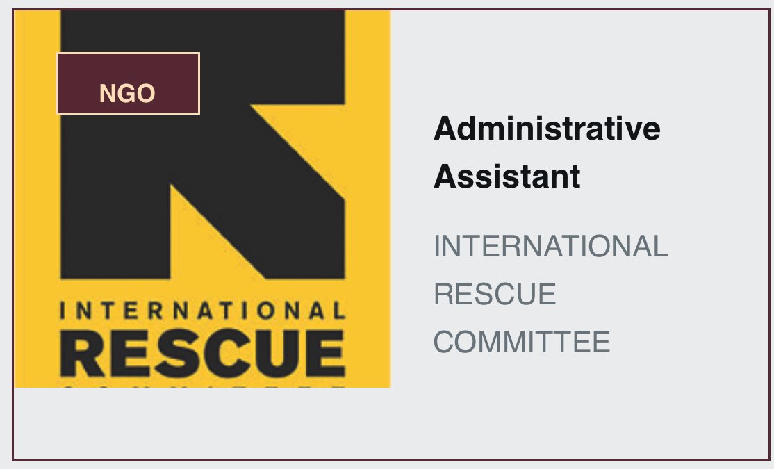 BE THE FIRST TO APPLY for this ADMINISTRATIVE ASSISTANT position at International Rescue Committee as advertised today! - No experience needed for Degree holders - Diploma Holders should have atleast one year experience Details: jobnotices.ug/job/administra… Kindly retweet