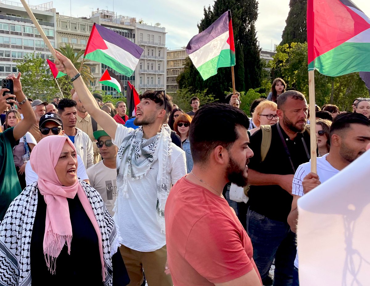 Palestinians at demonstration in Syntagma Square. #Greece