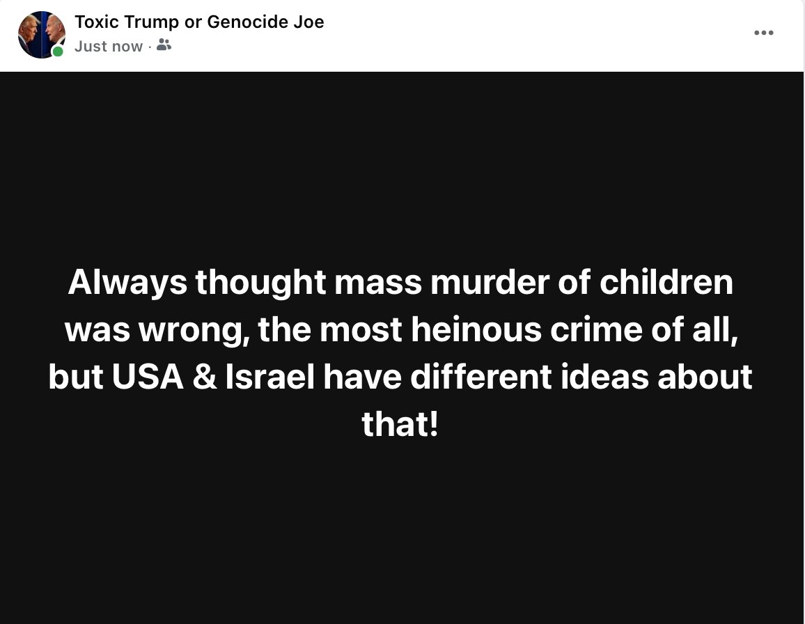 Always thought mass murder of children was wrong, the most heinous crime of all, but USA & Israel have different ideas about that!