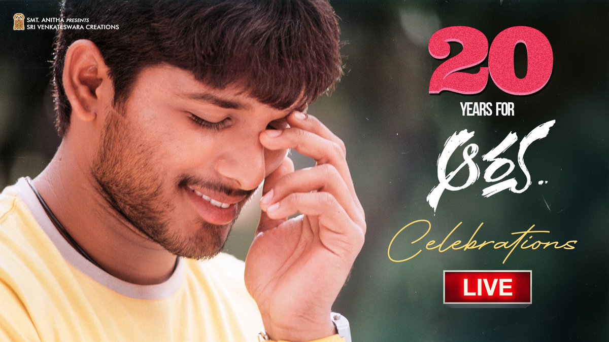 Are you ready to feel the love, nostalgia, and never-ending euphoria? Join us live as we celebrate 20 glorious and feel-good years of #Arya 🎉 youtube.com/live/HkmX7CGbY… Click on the link to be a part of this cult milestone... Because how can we celebrate it without you all?…