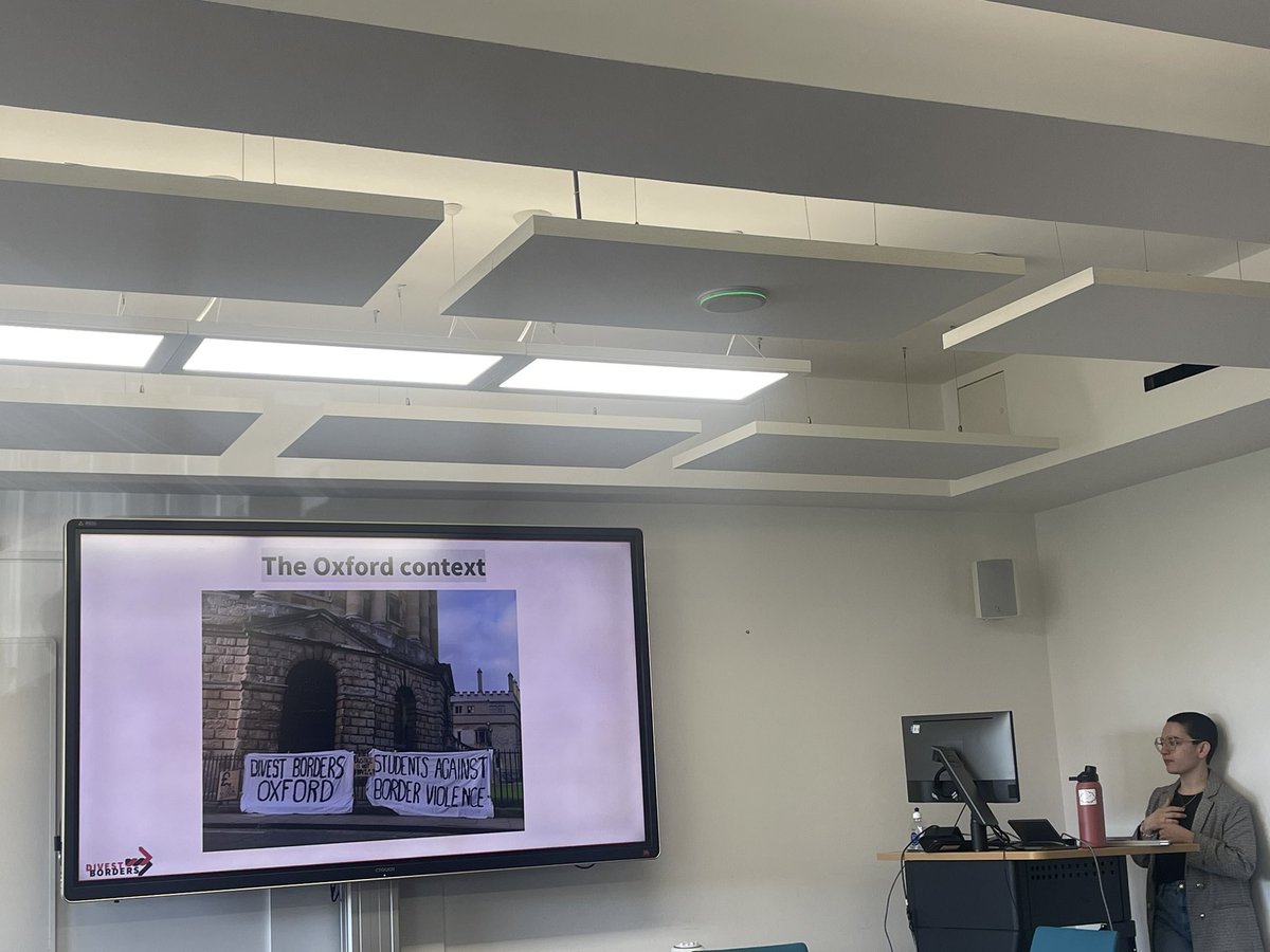 AbolitionismOx's tweet photo. Kicking off term with a timely lecture presented by @dianavolpe_ on Divest Borders and migrant solidarity activism on and off campus. Learn more about how to get involved here: @DivestBordersOx https://t.co/s0PHFTkgwW