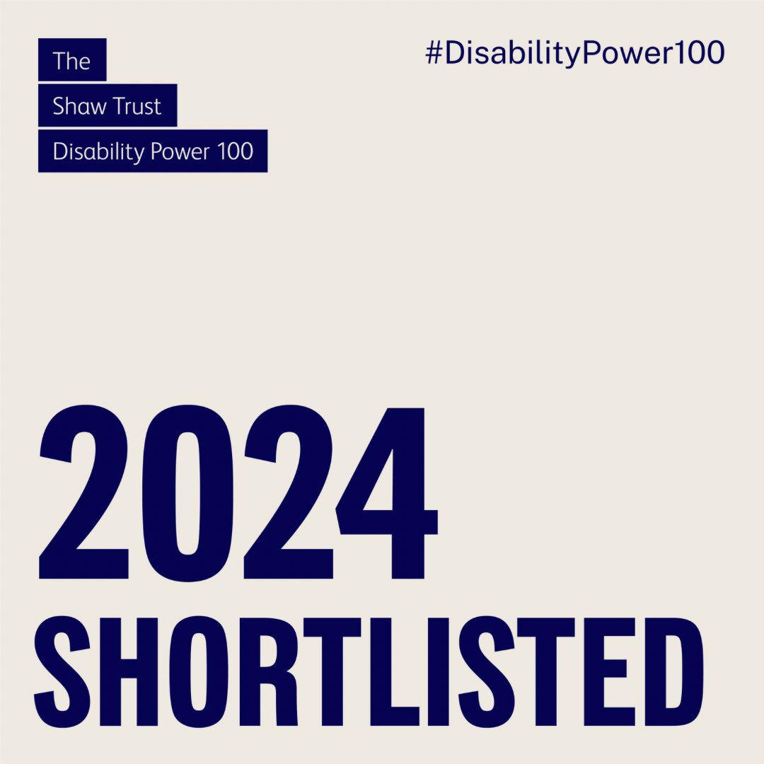 Wow! Thank you so much to @shaw_trust for shortlisting me for the #disabilitypower100 award! And huge thank all to the folks who nominated me! It is, as you would imagine, a huge honour. This is an excellent start to the week. ☺️☺️☺️