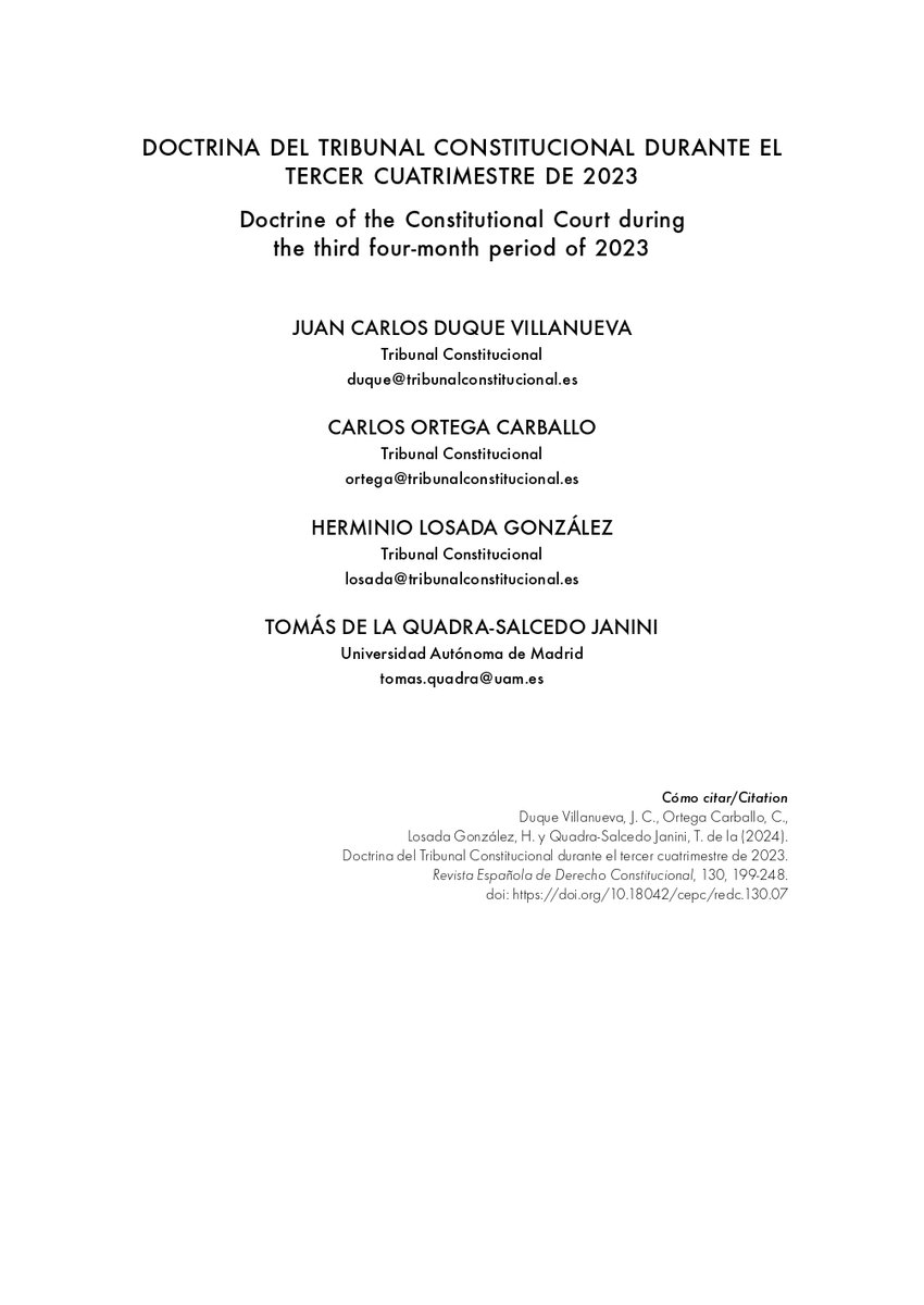 redc_cepc's tweet photo. 🟡Consulta la "Doctrina del Tribunal Constitucional durante el tercer cuatrimestre de 2023" del @TConstitucionE en la #REDC130
🔗Acceso: https://t.co/ElVWrfaypK https://t.co/bCFJKz3pxZ