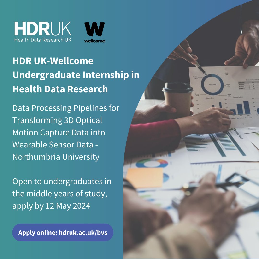 Are you interested in an internship in 📈 Data Processing Pipelines for Transforming 3D Optical Motion Capture Data into Wearable Sensor Data at @NorthumbriaUni ? We have four paid NortHFutures-hosted internships with @HDR_UK! Open to UK/Ireland STEM undergrads. Apply now:…