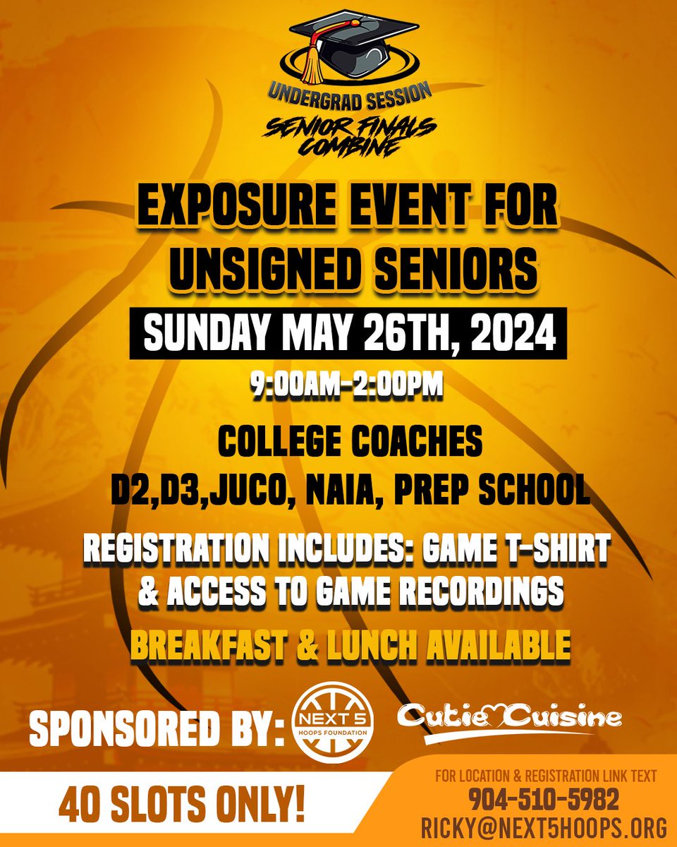 HOSTING A LIMITED EXPOSURE EVENT FOR SENIORS & POST-GRADUATES. TEXT 904-510-5982 FOR REGISTRATION LINK!
