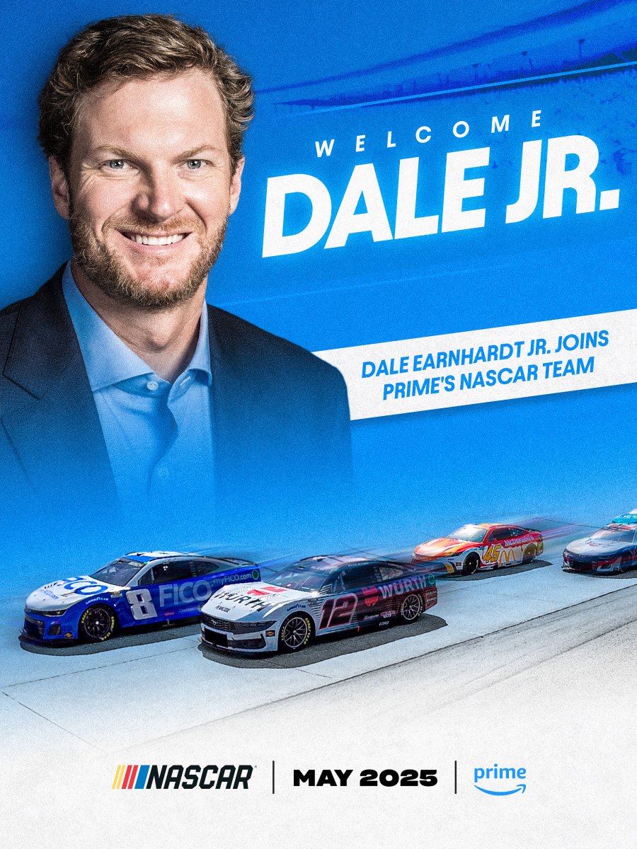 We're thrilled to welcome the legendary @DaleJr to the @PrimeVideo @NASCAR broadcast booth! 🏁