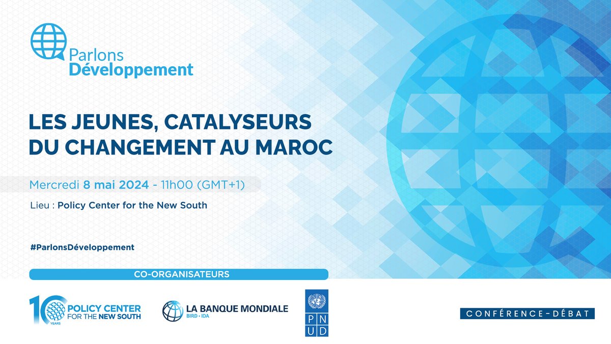 📢 J-1: Nous organisons, conjointement avec la @WorldBankMENA et le @PNUDMaroc, la présentation de l’initiative #ParlonsDéveloppement, à partir de 11h00. 🧵
🔗 Plus d'informations: policycenter.ma/index.php/even…