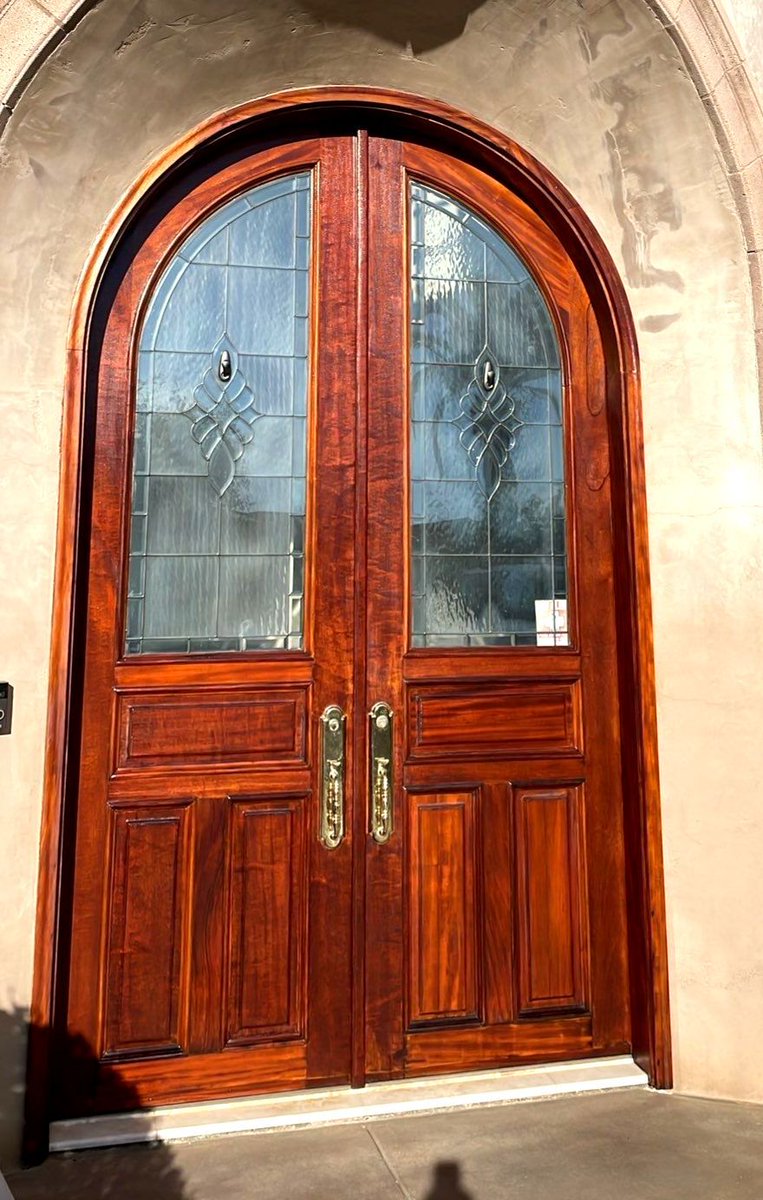 A fresh stain revitalizes the look and health of your front door. Watch this door work through each stage of the staining process! #frontdoordecor #frontdoor