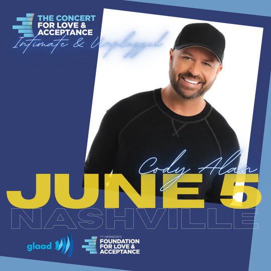 🌈PROUD to support @glaad & @foracceptance June 5th in Nashville, CMA Fest week! I’ll be kicking off a night of music lead by my awesome friend & badass trailblazer @tyherndonofficial plus a ton of country music’s finest!! GET YOUR TICKETS at f4la.org
