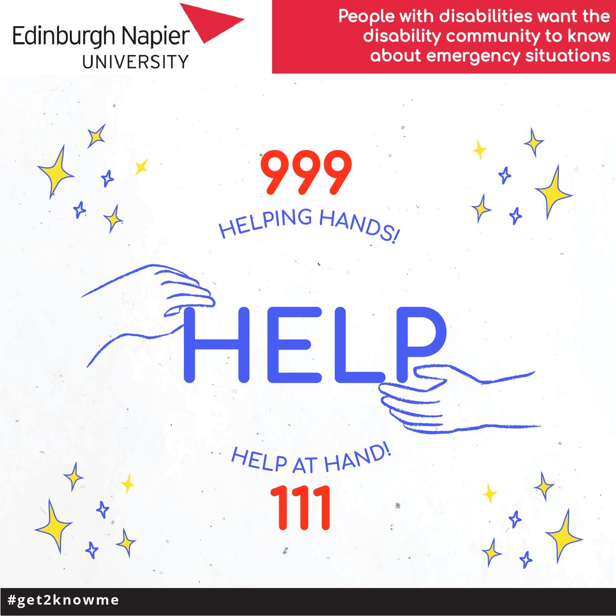🚨What do people with disabilities want the disability community to know about emergency situations? The #get2knowme campaign shares messages that people want others to know. For example, you can help call 999 or 111 👇 #ScottishLearningDisabilityWeek #DigitalInclusion
