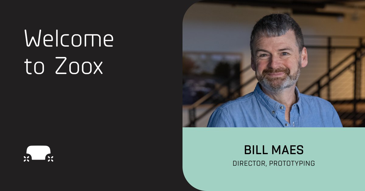 We're thrilled to welcome our new Director, Prototyping, Bill Maes. With a wealth of experience, Bill joins us to lead our Prototyping team in engineering and assembling prototype components for our robotaxis. Welcome to Zoox, Bill!