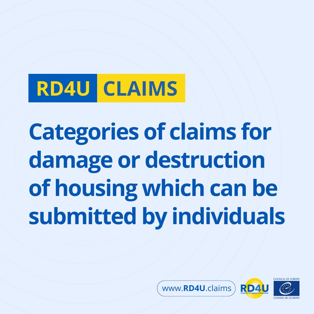 Explore some of #RD4U’s #claims’ categories:
🏡A3.1 - individual owners’ residential property damage: currently open✅
🏬A3.2 - individual owners’ non-residential property damage: will open later🔄
🚪A3.3 - housing loss for individual non-owners (e.g., tenants): will open later🔄
