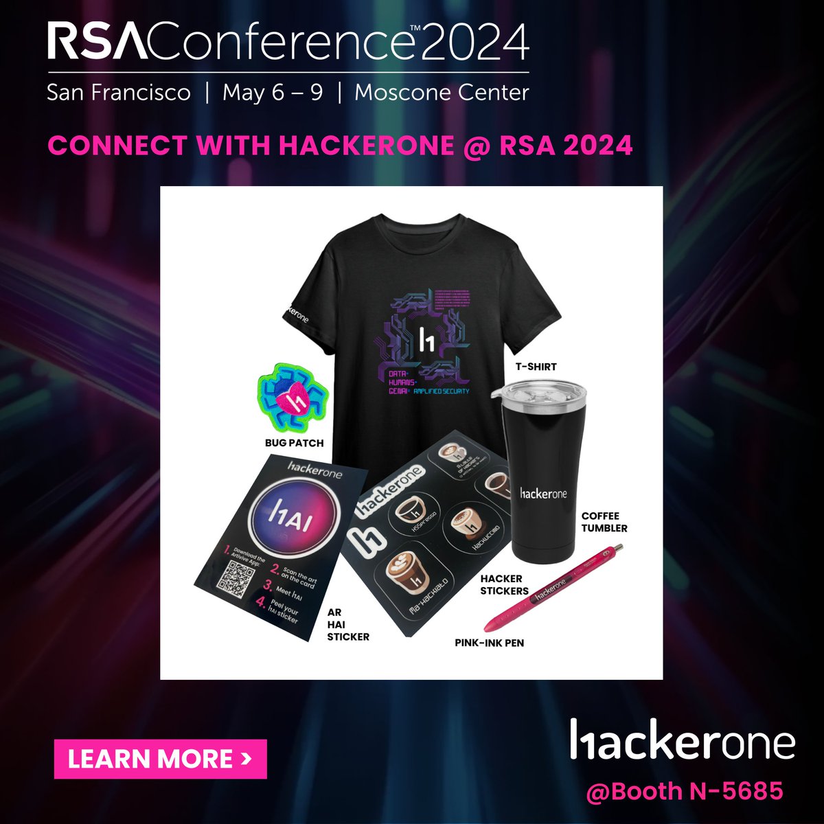 #RSA2024 wouldn't be complete without some HackerOne swag! 👕🖊️ Post a pic of anywhere you see the HackerOne logo and spin the wheel! 4 easy steps: ✅ Post on social ✅ Tag HackerOne ✅ Show our experts at the booth ✅ Spin the wheel! Learn More: bit.ly/3TW6Okk