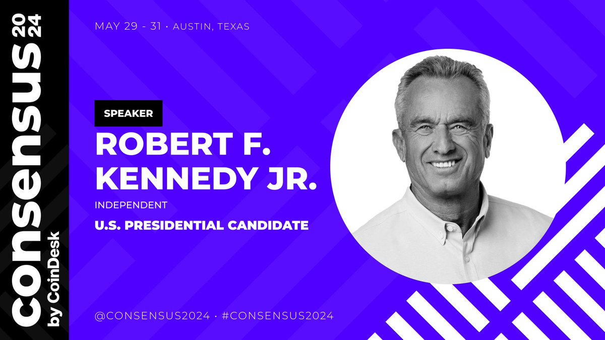 🇺🇸 He's an environmental lawyer, scion of a Democratic political dynasty and now a maverick presidential candidate. Join @RobertKennedyJr at #Consensus2024 as he explains why he supports cryptocurrency and self-custody. 🔗 Explore all our speakers: consensus2024.coindesk.com/speakers?term=…