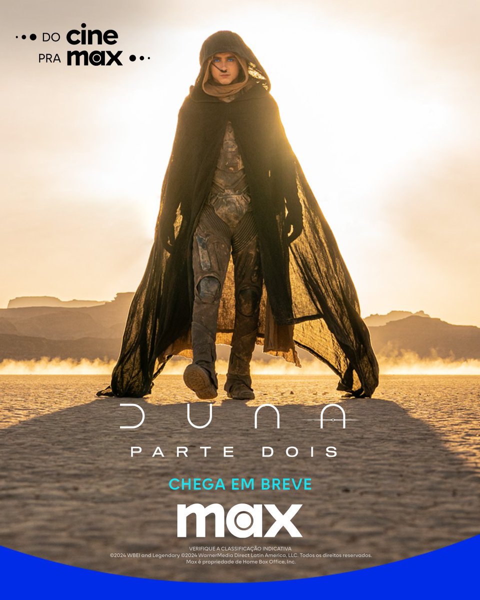 O retorno para Arrakis está confirmado. A saga de Paul Atreides continua, e chega em breve aqui na Maxinha. Prepare-se para #DunaParte2.