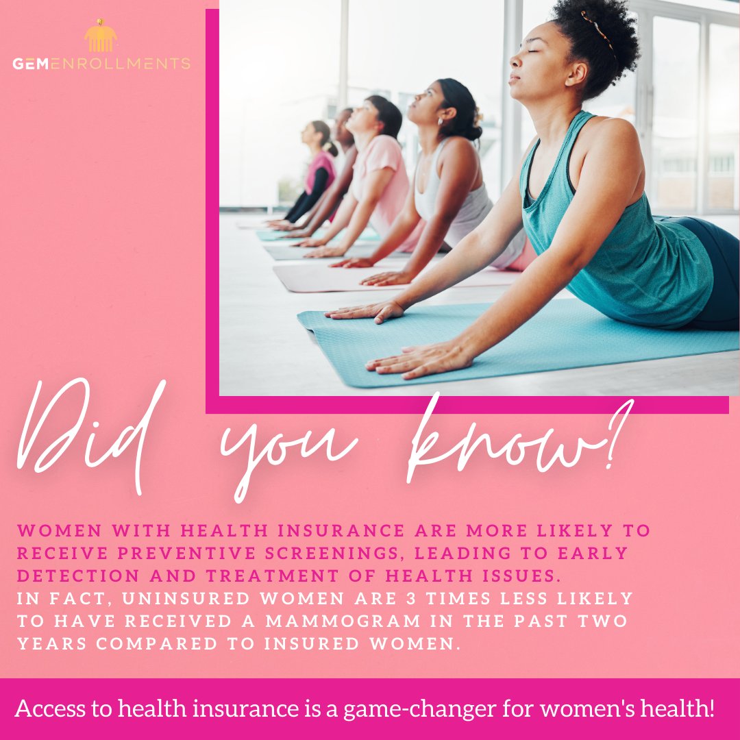 Did you know? Access to health insurance is a game-changer for women's health!🌸✨

During Women's Health Month, let's shine a light on the power of coverage in ensuring women receive timely preventive care.💖🚺 

#WomensHealthMonth #CoverageMatters #GEMEnrollments #EmpowerWomen