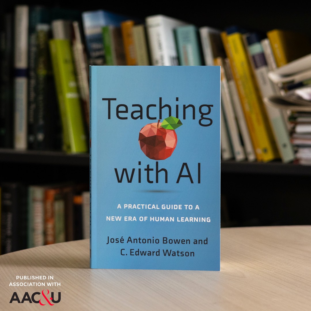 Hopkins Press (@jhupress) on Twitter photo Called "essential reading for postsecondary educators" by Cassandra Volpe Horii of Stanford University, "Teaching with AI" by <a href="/josebowen/">Jose Antonio Bowen</a> and <a href="/eddiewatson/">Eddie Watson</a> guides educators through using AI in the classroom. Published in association with <a href="/aacu/">AAC&U</a>.
press.jhu.edu/books/title/53… Called "essential reading for postsecondary educators" by Cassandra Volpe Horii of Stanford University, "Teaching with AI" by <a href="/josebowen/">Jose Antonio Bowen</a> and <a href="/eddiewatson/">Eddie Watson</a> guides educators through using AI in the classroom. Published in association with <a href="/aacu/">AAC&U</a>.
press.jhu.edu/books/title/53…