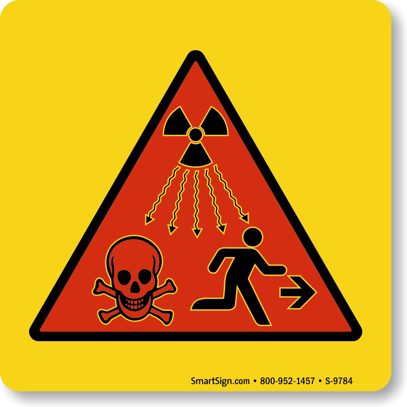 this radiation warning sign is pretty cool, looks like a chaos dwarf banner lol