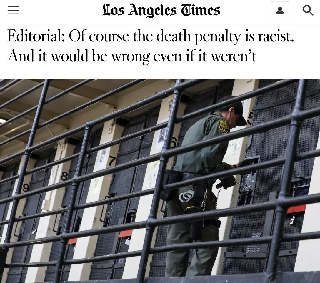 'Evidence and experience show racial bias at play at every level of the criminal justice system, from arrest to jury selection to verdict. The disparities are particularly glaring in death sentences.' @latimesopinion #deathpenalty #ConfrontRacism #BrokenBeyondRepair…