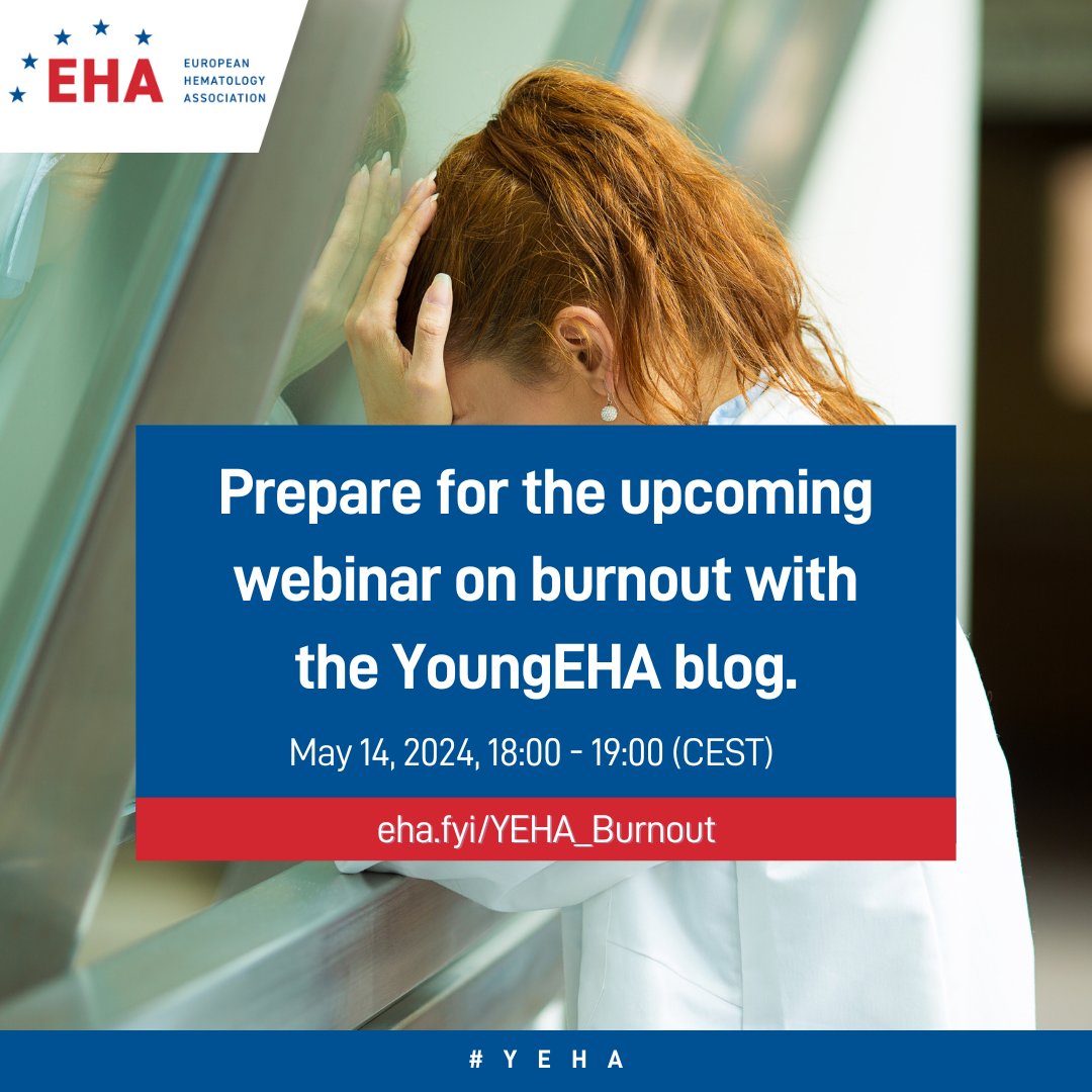 Burnout is a state of profound fatigue stemming from demanding work. Prepare for the upcoming webinar on burnout with the @young_eha blog on when caregivers become patients. Read the blog: eha.fyi/YEHA-Blog/Burn… Register for the webinar: eha.fyi/YEHA_Burnout