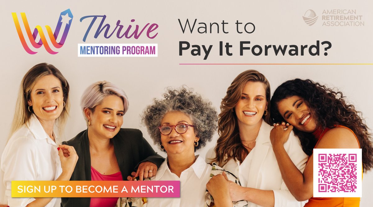 The ARA Thrive Mentoring Program facilitates mentoring relationships for women retirement professionals interested in developing new competencies, expanding their network, and navigating career transitions.

Learn more: womeninretirement.org/thrive-program

#MentoringMatters