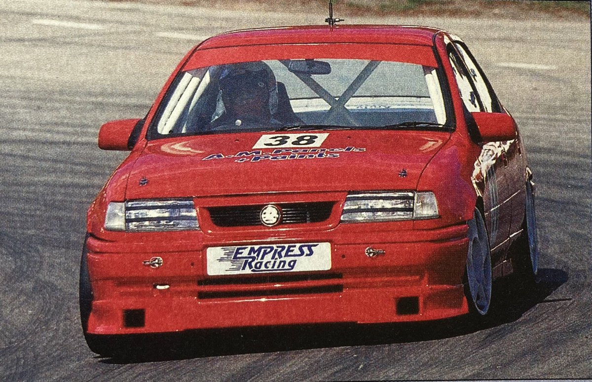 Thundersaloons's tweet photo. From the Archive: Red Devil! 

Andy Clarkin’s ex BTCC 2.0 Vauxhall Cavalier GSi - on route to a Modified Production Saloon win at Mallory Park, 1995 🏁

#ModProds #BTCC #MalloryPark #VauxhallCavalier 

(📸©️ Steve Jones) https://t.co/0LgE0JKGLN