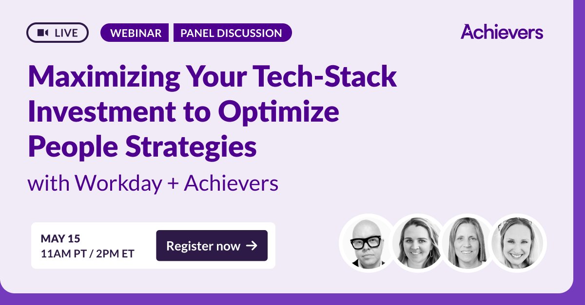 🚨Did you hear!? On May 15TH, 2:00pm ET our expert panellists Bator (Achievers), Anne Strickland (@Workday) and more will be diving into how combining HCM + recognition platforms unleash a superpower for your business. Register now! ow.ly/t0Hi50Rywt5