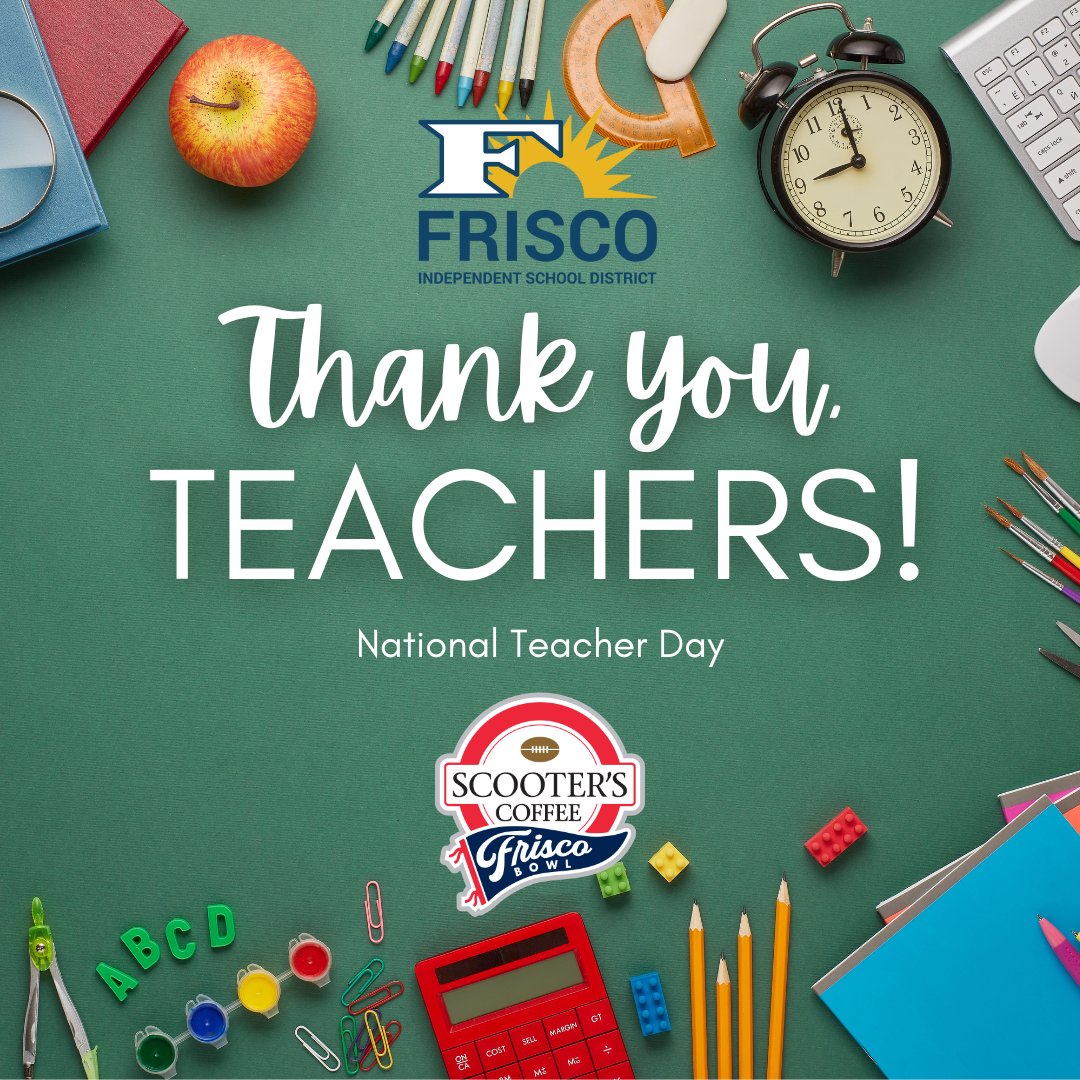 Happy National Teacher's Day! 📚🍎 To all the amazing educators who inspire, empower, and shape the minds of our future leaders, the Scooter's Coffee Frisco Bowl extends our heartfelt gratitude. #NationalTeachersDay #ScootersCoffeeFriscoBowl #ThankATeacher