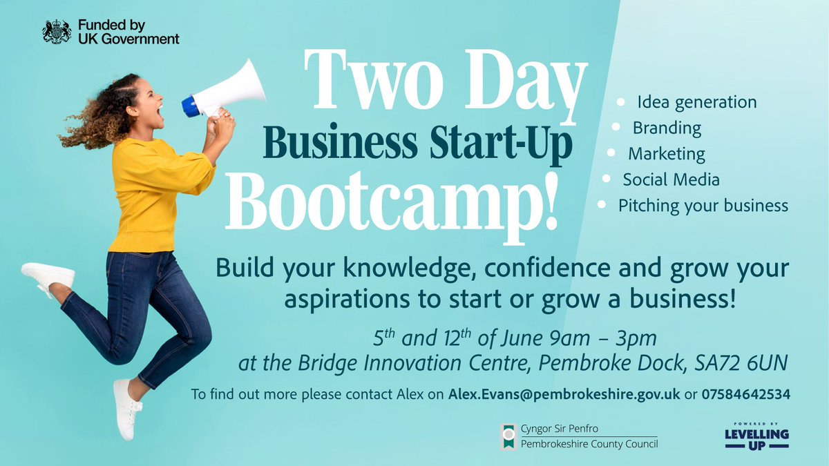 📢2 Day Business Start Up Bootcamp in June! Available to anyone thinking of starting up and running a business in the creative industries @Pembrokeshire. 👇