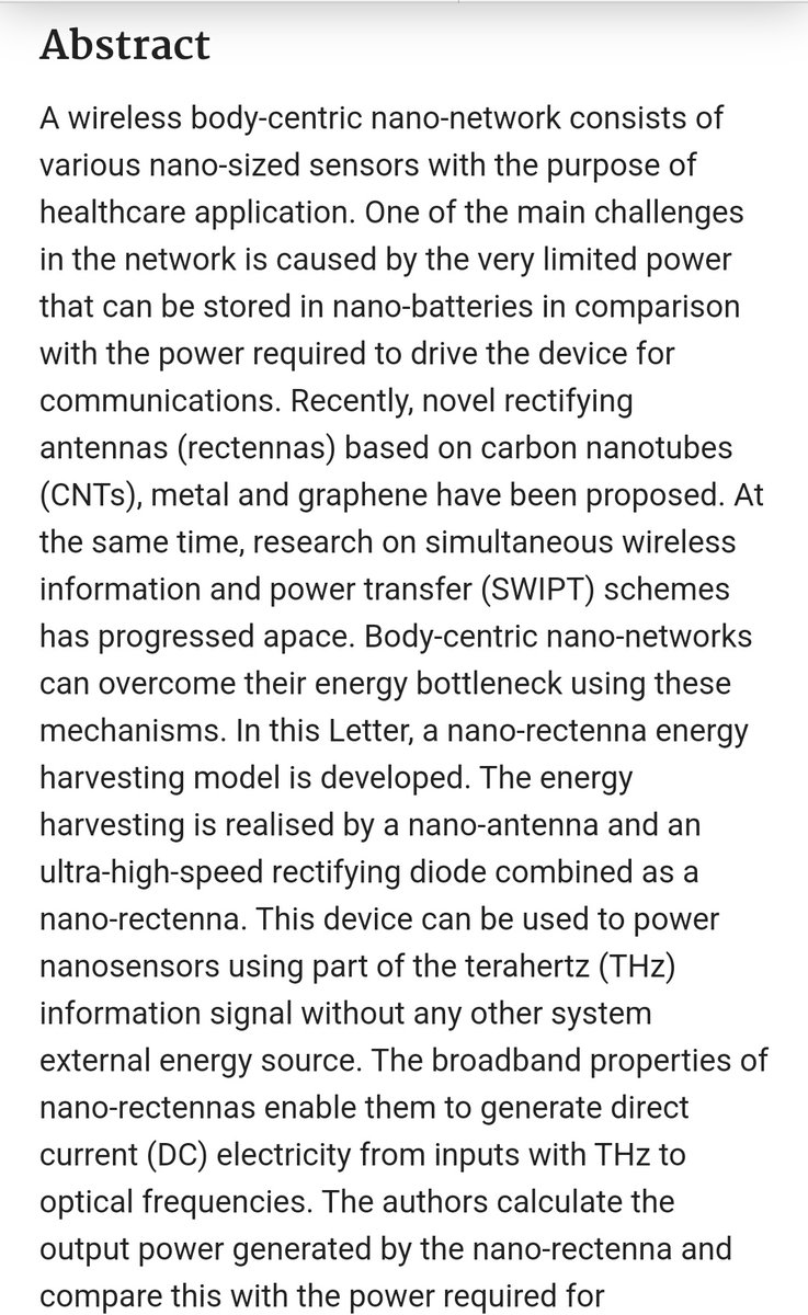 IanHurn0's tweet photo. Nano-Rectenna powered Body-Centric Nano-Networks in the Terahertz Band

2018

A Wireless Body-Centric Nano-Network consists of various Nano-Sized Sensors with the purpose of Healthcare application. 

https://t.co/v6c56J5V5Z

#graphene
#carbonnanotubes
#sensornetwork https://t.co/mLwNTcoYgq
