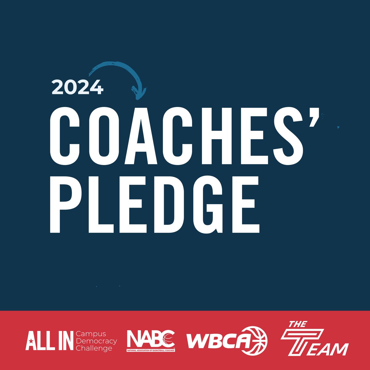 The NABC is partnering with the @WBCA1981, @allintovote and @theteamdotorg in nonpartisan efforts to support athletes with registering and turning out to vote! ✅ Take the 2024 Coaches' Pledge ✅ Review the Coaches Playbook ➡️ bit.ly/3UOgihY