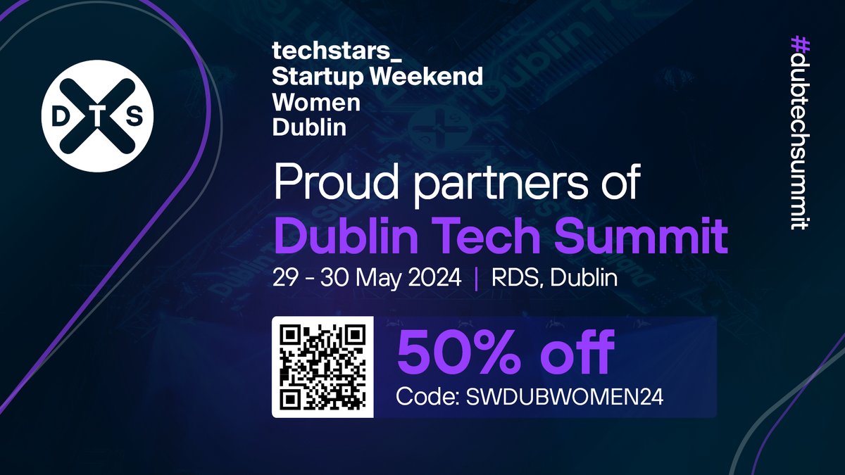 We are proud to partner with @DubTechSummit We have exclusive 50% discount code, SWDUBWOMEN24 for our @Techstars community. This special offer is available until May 15th, so make sure you don't miss out! Book your ticket: dublintechsummit.tech #womenintech