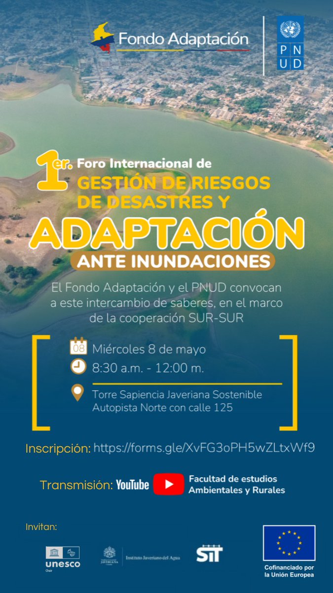 𝗖𝗼𝗻𝘃𝗼𝗰𝗮𝘁𝗼𝗿𝗶𝗮 | Primer Foro Internacional de gestión de riesgos de desastres y adaptación ante inundaciones. Miércoles 8 de mayo, virtual. gub.uy/agencia-urugua…
