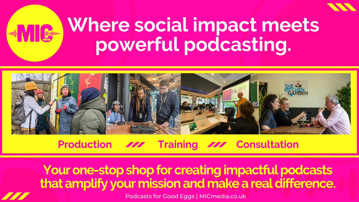 Hi!👋 We're an award-winning podcast agency that helps good eggs like you to Grab The MIC and tell their stories through awesome podcasts We offer a suite of podcasting services, from podcast training, production, editing and distribution Oh, we’re also a social enterprise!