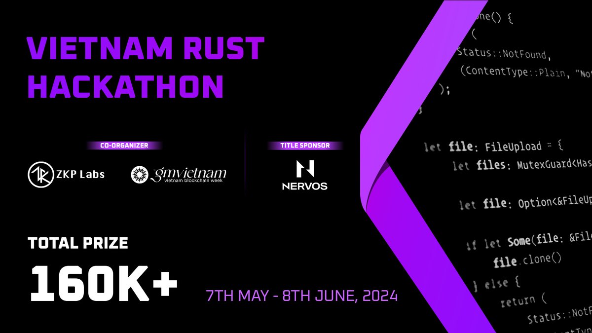 Vietnam Rust Hackathon: Calling All Vietnamese Developers! 🇻🇳 ZKP Labs & @gmvn_official are excited to announce the Vietnam Rust Hackathon, your gateway to the high-performance world of Rust programming! 🚀 🔗 Register now to be a part of VIETNAM RUST HACKATHON:…