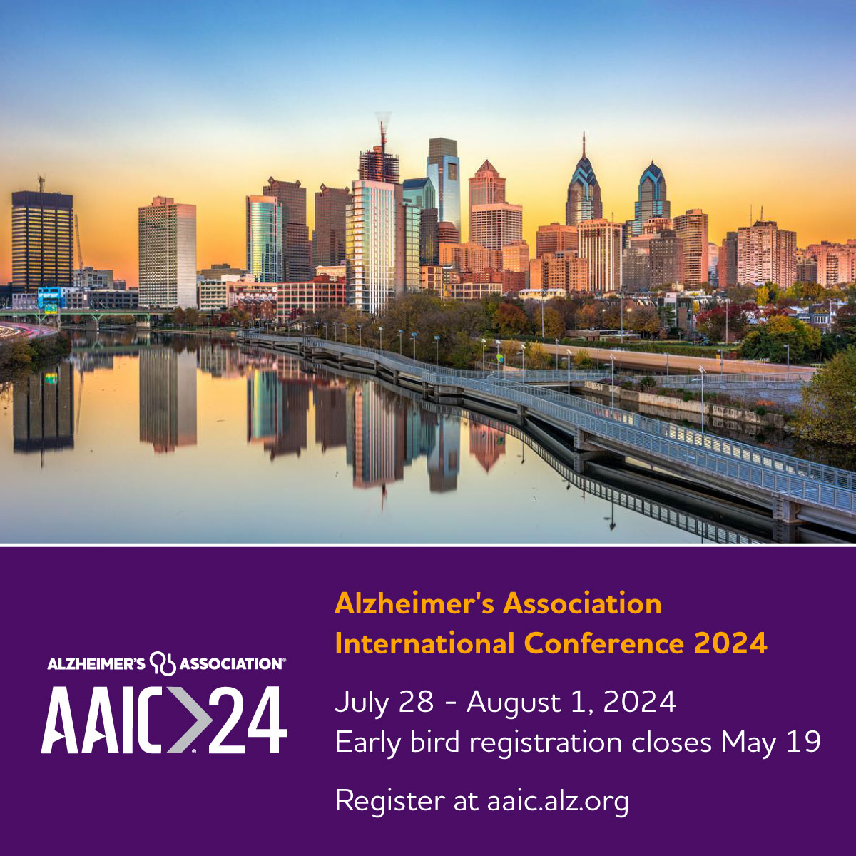 Network with researchers and clinicians from around the 🌍 and shape the future of dementia science at the @alzassociation’s #AAIC24, July 28 - August 1 in Philadelphia, USA, and online. Early-bird registration closes May 19. Register now to save: alz.org/aaic.