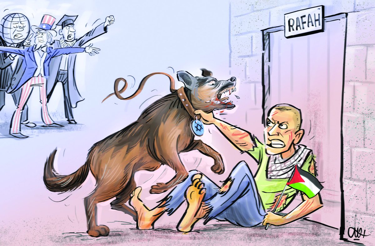 Today's #cartoon, done by Mohammad Ali Rajabi. #UnitedStates #UN #Israel #Rafah #Gaza #Palestine