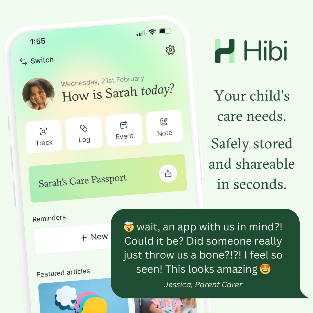 Hibi is a new app designed to help families manage, coordinate & navigate their child’s care. 👨‍👩‍👧 They're offering Phab families a free trial using the code HHB21TQT and would love your feedback, which you can share via the website. Download below! 👇📲 hibi.health/app-download