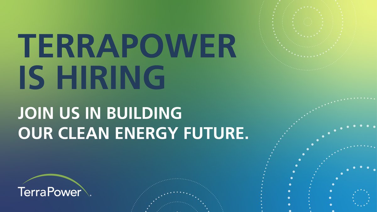 Ready to be part of a team dedicated to tackling the urgent issue of climate change? TerraPower is on the lookout for talented individuals like you to join us in creating a brighter, more sustainable tomorrow. #Hiring #Careers Apply now: terrapower.com/contact-us/car…