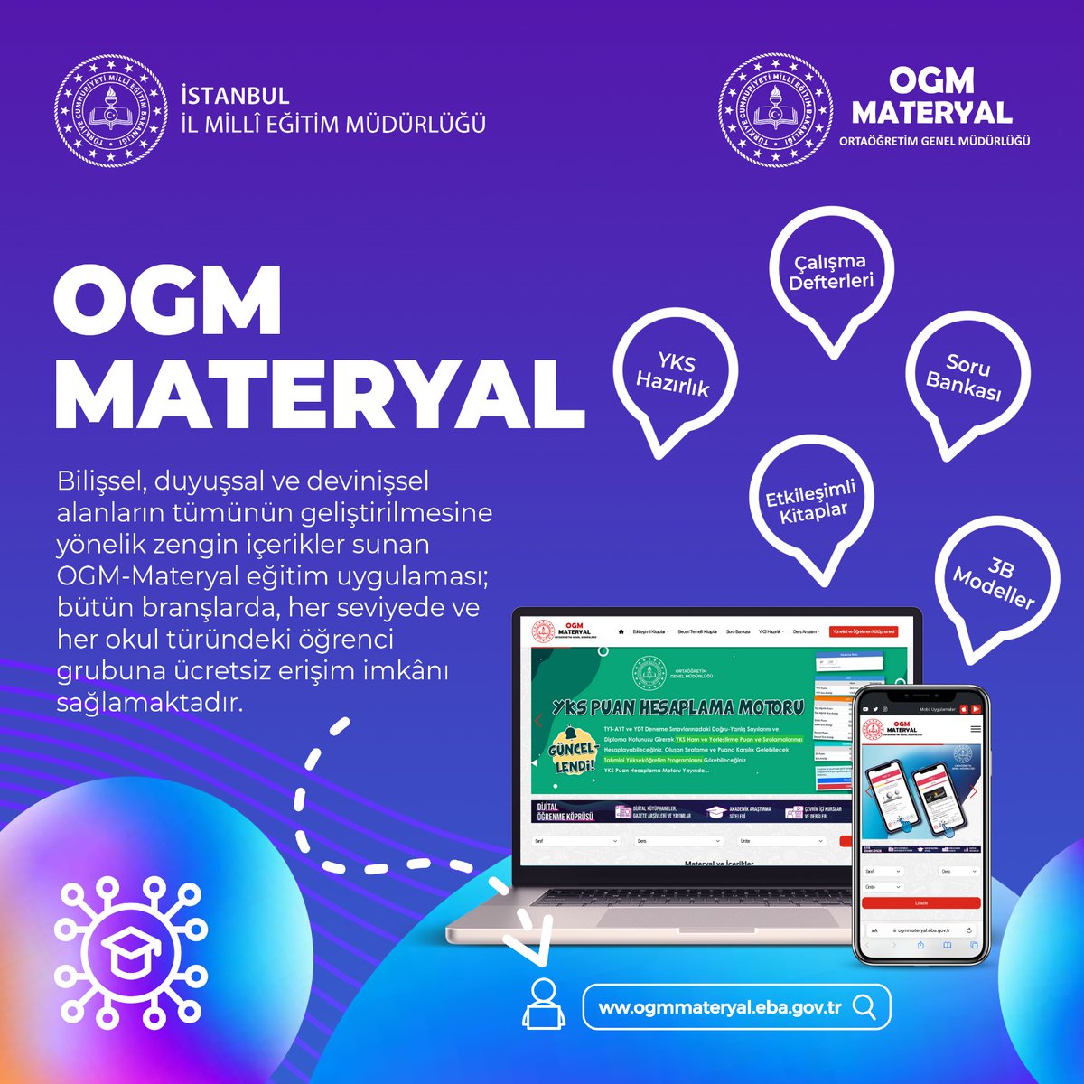 🔹 Ortaöğretim Genel Müdürlüğümüz tarafından geliştirilen “OGM Materyal” eğitim uygulaması, sürekli güncellenen zengin eğitim içerikleriyle öğrenci, öğretmen ve yöneticilerin hizmetine sunulmaktadır. 💻 “OGM Materyal” eğitim uygulaması bilgisayar, telefon ve tabletlere tam…