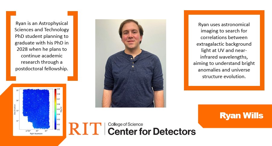 Ryan Wills is a student researcher with the Center for Detectors working with @Zembot. After graduating with his PhD, his goal is to continue to use astronomical observations to answer questions about cosmology. @RITscience @RITtigers