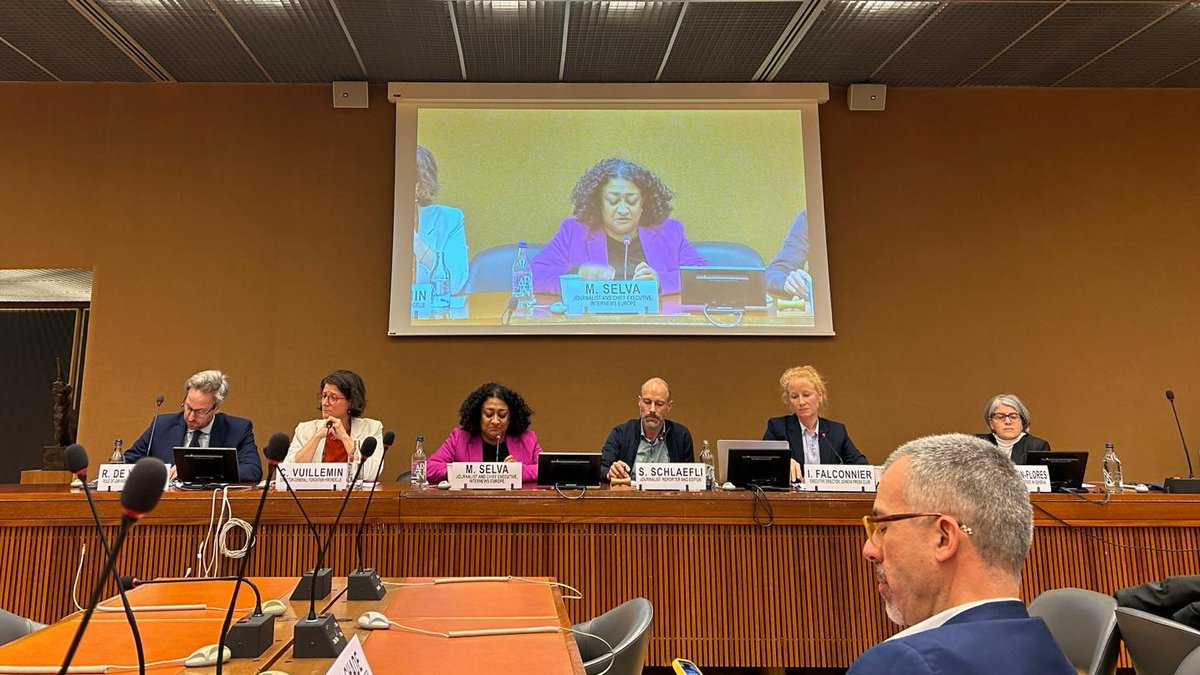 GENetwork's tweet image. The panel on combating #ClimateDisinformation, moderated by @genevapressclub ED @IsaFalconnier, highlighted how #misinformation on #environment from TV, social media, polarized political debate &amp;amp; investments in hushing the #ClimateCrisis, have caused journalists to self-censor.