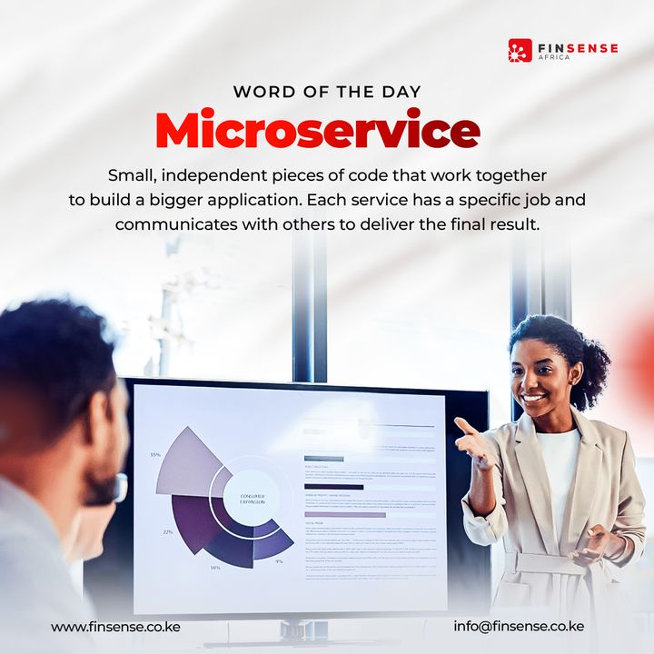 A microservice is a small independent, piece of code that works with others to create a larger application. Each microservice focuses on a single task, making them easier to manage, update, and deploy. #wordoftheday #microservices #devops