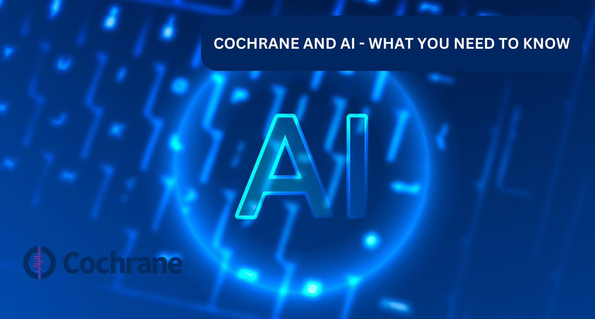 The world of #AI is moving rapidly. Cochrane is keenly aware of concerns & also serious about using AI in evidence synthesis in a way that is ethical and appropriate. ➡️ We have outlined our strategic engagement with AI...learn more here: buff.ly/3y93SZn